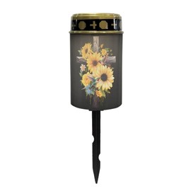 Poceacles Cross Outdoor Solar Lights Waterproof Outdoor Lights Solar Powered Solar Lantern Light Blessed Candles Cemetery Lights Outdoor Stake for Eternal Decorative, Sunflower Hummingbird Cross