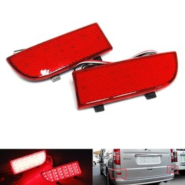 2x Red Lens Rear Bumper Reflector LED Fog Tail Stop Brake Light For 2003-2014 MB Viano Vito W639