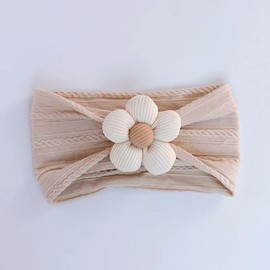 Tangseajiao 1Pc White Baby Flower Headbands Newborn Baby Bows for Infant Girl Flower Nylon Infant Hair Bows for Newborn Infant Toddler for Kids Hair Accessories