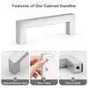 Probrico 12 Pack Hole Centers 3.5inch Square Kitchen Cabinet Handles,Brushed