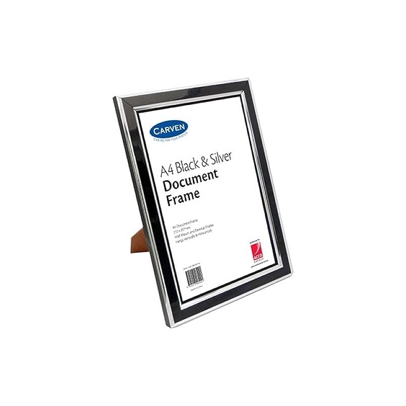 Carven QFBLKSILVA4 Document Frame, Black,Silver A4