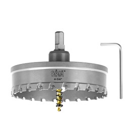 SALI Hole Saw Carbide Drill TCT Metal Hole Saw Drill TCT Drill Hole Saws with Titanium Coated Pilot Drill Ideal for Holes in Stainless Steel, Iron, Alloy, Wood, Plastic (Diameter 120 mm)