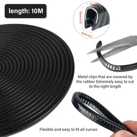 Car Door Edge Guards 32Ft(10M) Universal Fit U Shape Edge Trim Rubber Seal Car Door Edge Protector, Car Door Protector Door Edge Protector Strip Fit for Most Cars (black)