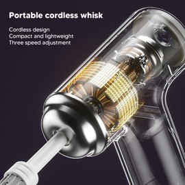 Luqeeg Electric Egg Beater, Hand Mixer Handheld Egg Whisk, Cordless Electric Kitchen Handheld Mixer 3 Speed Food Mixer for Cappuccino Matcha Matcha for Dough Eggs Batter Cream (White)