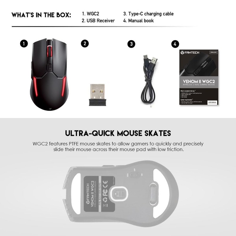 Fantech 2.4Ghz Wireless Gaming PC Mouse Mint Colour Adjustable 2400