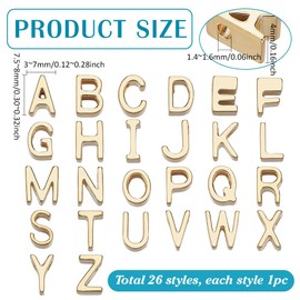 PH PandaHall 24K Gold Letter Charms 26pcs Alphabet A-Z Charms Long-lasting Capital Letter Beads Stainless Steel Initial Pendants Charms for Meaningful Gift Valentine's Day Bracelet Jewellery Making