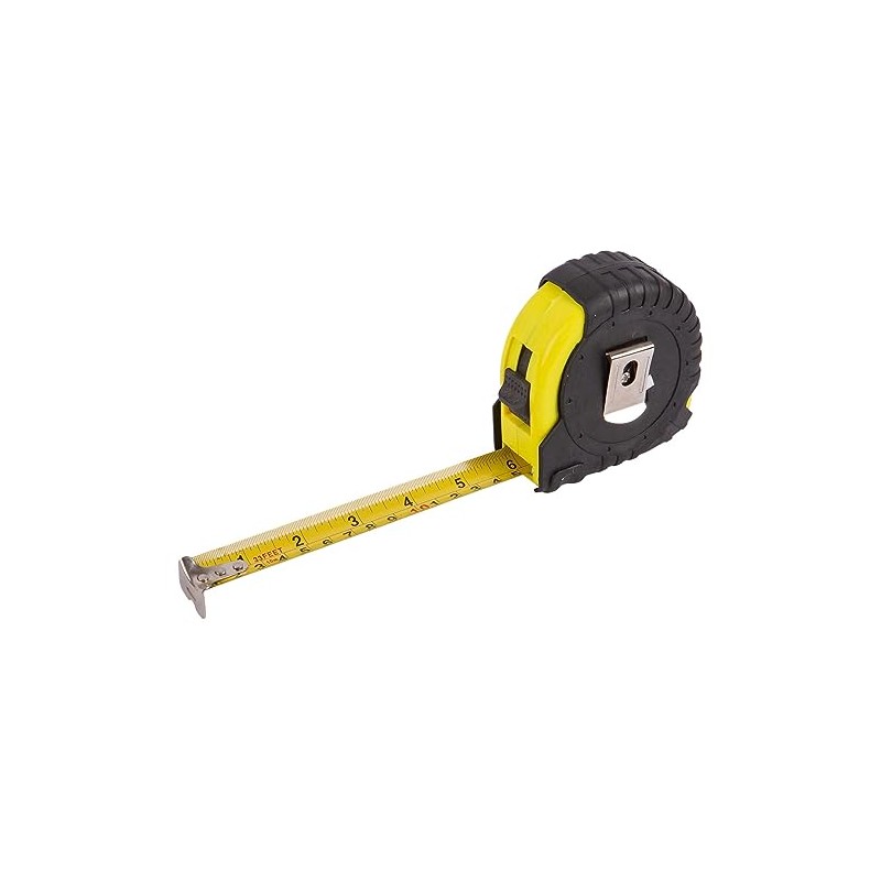1x Yellow 10m x 24mm Retractable Tape Measure with Cover