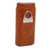 Cigar Case 3 Finger Cedar Wood Lining Portable Faux Leather