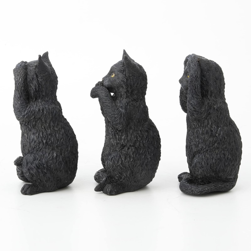 Veronese Design 4 Inch Black Kittens Hear Speak See No