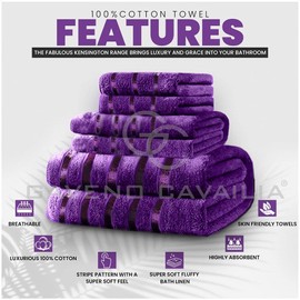 GC GAVENO CAVAILIA Flannel Face Cloth 12 Pack Striped Towels Set | 30 x 30 Cm Face Towels Cotton Washcloths Face Towel For Gym Spa | Soft Feel, Quick Dry & Super Absorbent Fingertip Towels, Aubergine