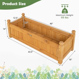 Giantex Raised Garden Bed, Wooden Planter w/Drainage Holes, Rectangular Plant Box for Vegetables Flowers Herbs Fruit Growing, Raised Container for Garden Patio Balcony, Easy Assembly