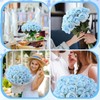 Ovveroche 68 Pcs Ice Blue Artificial Roses Fake Flowers,Silk Flowers