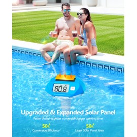 FirstE 2026 Newly Wireless Pool Thermometer Solar Powered | Extra-Large Dual Backlit Display for Night Easy Read, 650FT Transmission Distance | IP68 Floating Temperature Gauge for Pool, Hot Tub, Spa