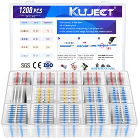 Kuject Heat Shrink Solder Seal Wire Connectors Kit 1200PCS, Waterproof Butt Connector Heat Shrink Electrical Terminals, Insulated Solderless Wiring Splice Connectors for Marine Automotive Boat Truck