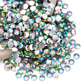 Crystal AB Rhinestones Bulk, 5000PCS Flat Back Round Jelly AB Rhinestones Non-Hotfix Crystal Gems Wholesale for Crafts Makeup Nails Face Tumblers Clothes Shoes Handmade Decoration 4mm