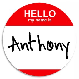 Kiwi Gifts Hello My Name Is Anthony - Circle Sticker Decal 3 Inch - Custom Nametag