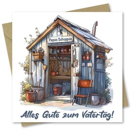 Absolutely Yours Vatertagskarte. Schuppen-Design. Karte mit Umschlag. 150x150mm im zusammengeklappten Zustand.