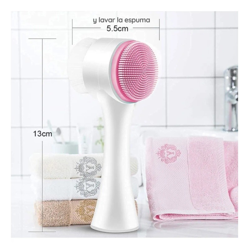Cepillo Limpieza Facial Doble Cara Manual Exfoliante Skin F
