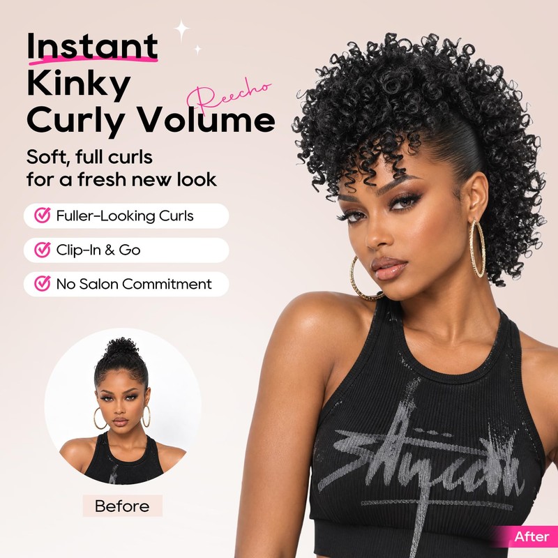 Mohawk Wig for Black Women Kinky Curly Clip in Mohawk