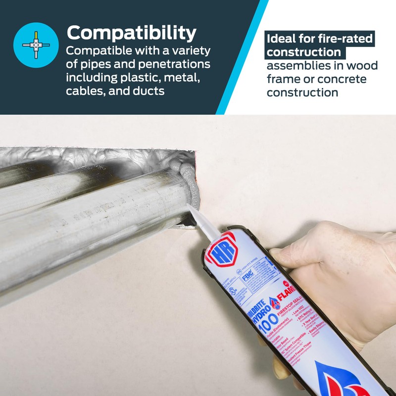 HoldRite HydroFlame 100 Firestop Sealant, 20.2 Ounces, Elastomeric Water Based,