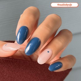 Heyhae Semi Cured Gel Nail Strips | No LED Lamp Needed | Solid, Blue, Spring | Easy Apply & Remove, Salon Quality | Includes 28 Strips, 1 Prep Pads, Nail File & Wooden Stick - Hey, Let's Play Ball