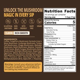Mushroom Coffee K Cup – Focus & Gut-Health with 14-Mushrooms, Vitamins, L-Theanine and Alpha GPC, Single Serve Pods - No Crash or Jitters, 16 Count