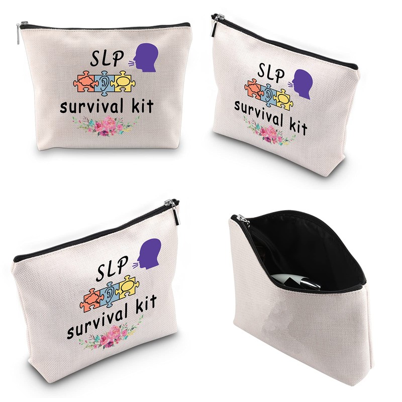 WCGXKO SLP Survival Kit Speech Therapist Gift Zipper Pouch Makeup