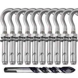 maogoujian Metal Wall Hangers Heavy Duty Concrete Wall Hooks,304 Stainless Steel Expansion Hooks Outdoor Wall Brackets for Hanging with Drill (M6-10pcs