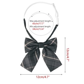 [Elerevyo] Women's Plaid Cotton Pre-tied Funny Bow Tie for Party Costume, charcoal gray