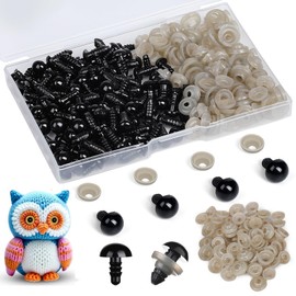 L-LWEIK 320pcs 10mm Safety Eyes for Amigurumi Black Plastic Crochet Eyes for Animals with Washers Craft Doll Eyes for Crocheting Stuffed Animal Eyes for DIY Crafts Plush Doll Making Supplies