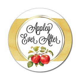 36 2.5-inch Apples Wedding or Anniversary Party Favor Stickers - Appley Ever After
