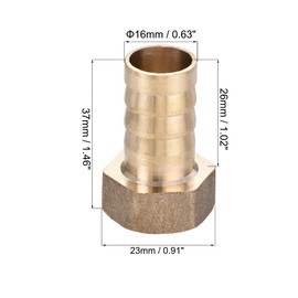 sourcing map 2 Sets Brass Barb Hose Connection Adapter 16 mm Barbed x G1/2 Inner Tube with 13-19 mm Hose Clamp