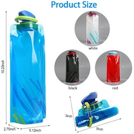 HDAKDDHG Collapsible Water Bottle, 4PCS 700ML Folable Water Bottles, BPA Free Portable Reusable Sports Water Bottle with Carabiner for Outdoor Sports, Hiking, Adventure, Travel, Cycling