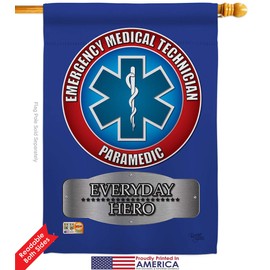 EMT House Flags Pack First Responders Paramedic EMS Nurse Emergency Medical Technician Supoort USA Embroidery Small Decorative Gift Yard Banner Double-Sided Made In 28 X 40
