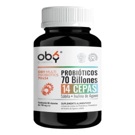 Oby Multi Probioticos Avanzados 70 Billones 14 Cepas  Prebioticos Inulina de Agave y Sabila 60 Capsulas                                               