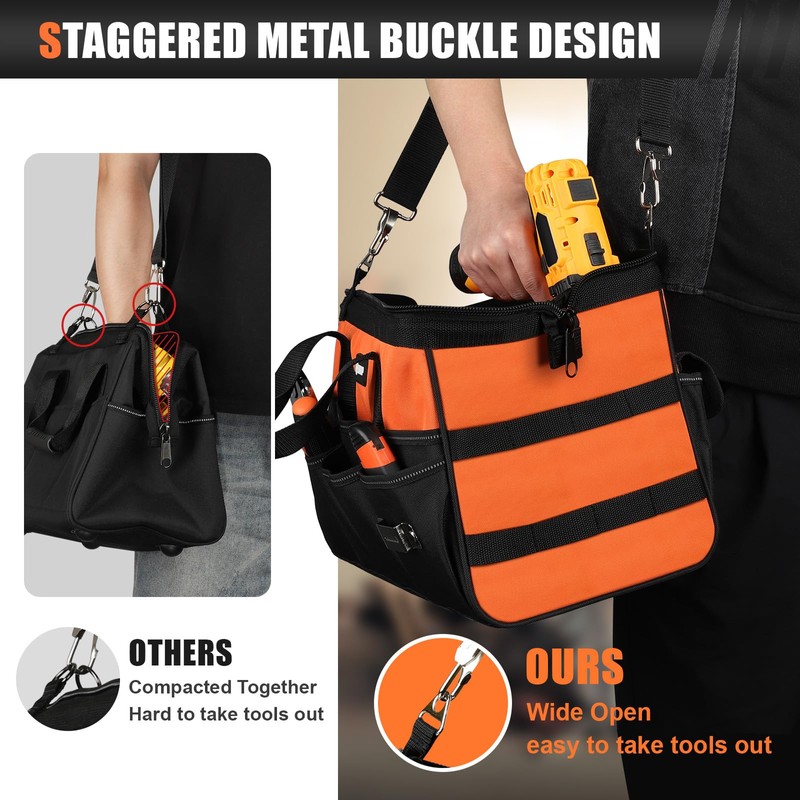 UUP Heavy Duty Tool Bag 15-Inch, 16-Pocket Portable Soft Tool