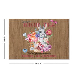 Easter French Bunny Rabbit Farm Wall Art Décor Signs Rustic Wood Signs Custom Egg Hunt Spring Floral Country Wall Art Wood Plaque Sign Home Decor for Bathroom House 8x12 Inch