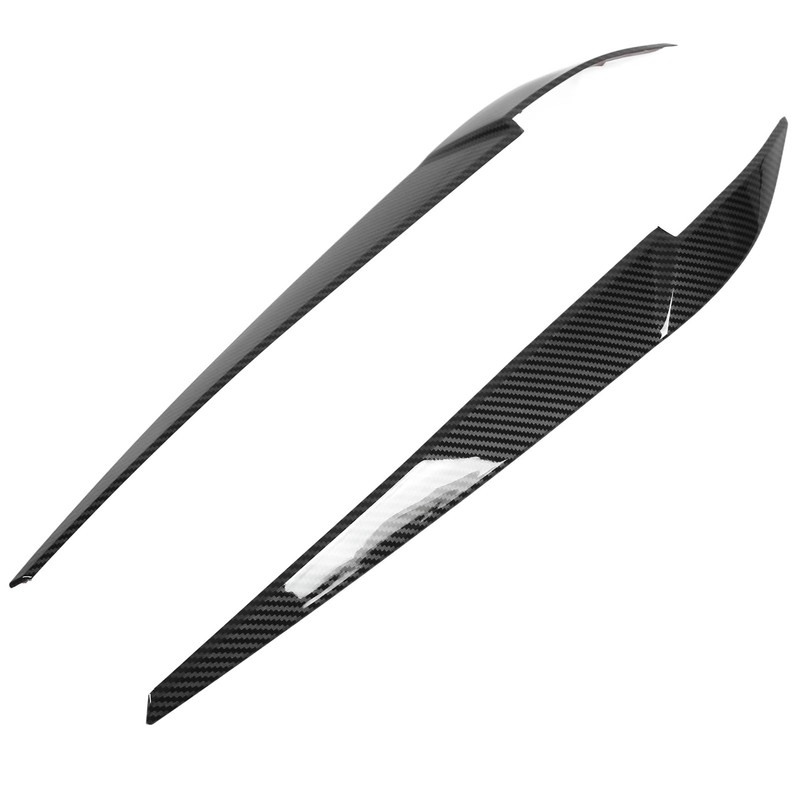 Pair Left Right Headlight Eyebrow Car Light Eyelids Carbon Fiber