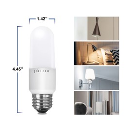 Jolux LED Stick Light Bulbs, Enclosed Fixture Rated, 60W Equivalent, 3000K Warm white,800 Lumen,Medium Screw Base E26 led Bulbs,Non-Dimmable,6 Count (Pack of 1)…