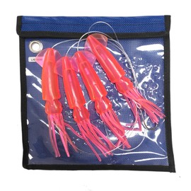 EatMyTackle 6 in. Squid Daisy Chain | 6 ft. Saltwater Fishing Teaser (Hot Pink)