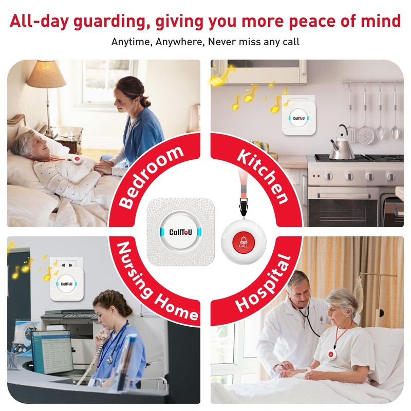 CallToU Caregiver Pager Wireless Call Button Nurse Alert System 500+