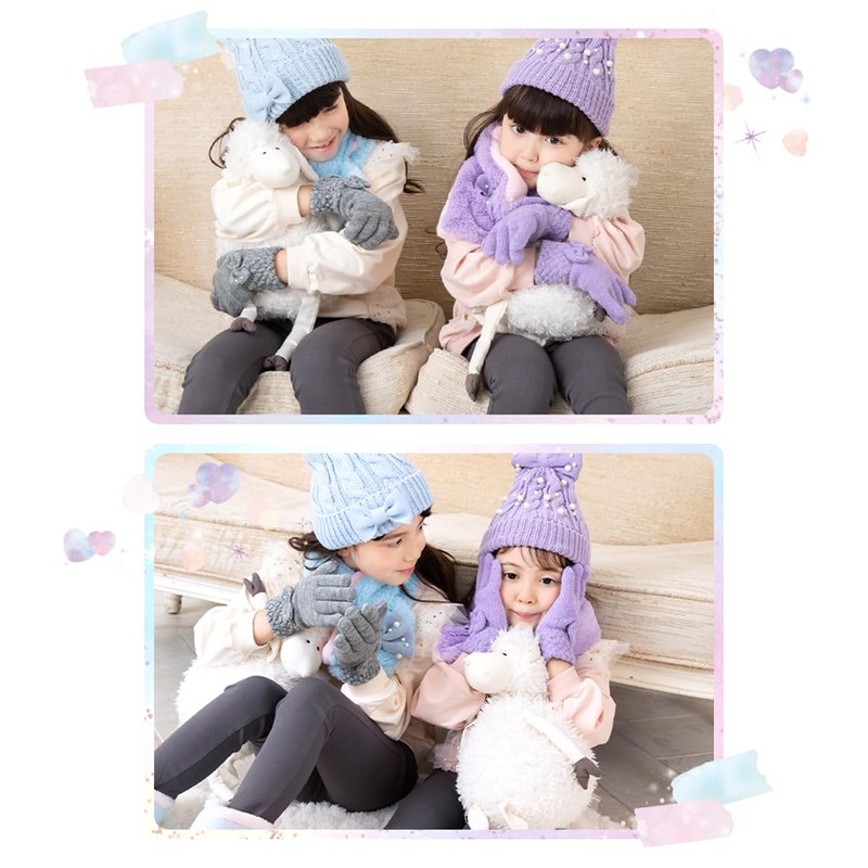 Arisana Kids' Knitted Gloves, Girls, Five-Fingered, Juniors, Fleece-Lined, Solid Colors,