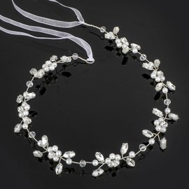 Labriciyon Silver Flower Girl Headpiece, Subtlety Bridal Headdress for Girls, Crystal Pearl Flower Girl Headband for Wedding Birthday, Party,Photography,Hair Accessories