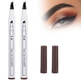 Spendeal Eyebrow Pencil 2 Pcs New 3D Waterproof Microblading Natural Makeup Fine Stroke Pencil, Waterproof Brow Pen with 4 Micro-Fork Tip, Smudgeproof Fine Sketch Long Lasting Pen Women Girls (Chestnut)
