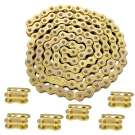 BIGLKNM Gold 415H-110L Chain with Connecting Master Link for 49cc 60cc 66cc 80cc 2-Stroke Engine Motor Motorized Bicycle Bike Minibike