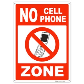 Brimar - 10" x 14" - No Cell Phone Zone Sign - .055″ Polyethylene Plastic - Durable Construction - Easy Installation
