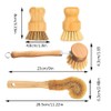 Bamboo Dish Brushes Sets 4 Tools Dish Scrub Brush Dish