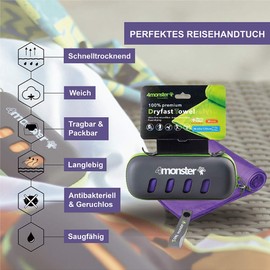 4Monster Microfibre Towels in 5 Colours, Absorbent Sports Towel, Ultra Light, Quick-Drying Travel Towel for Fitness, Sports, Sauna, Yoga, Travel