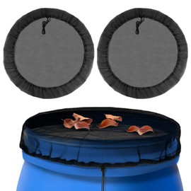 2PCS Mesh Cover for Rain Barrel with Drawstring - 37.4 Inch Fine Mesh Water Barrel Screen, Reusable Water Collection Buckets Net for Preventing Fallen Leaves Debris Small Objects in Outdoor Garden