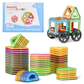 Yabely Construcción Magnético 3D Creativos y Educativos, 60 Piezas Bloques Magnéticos,Regalo Aprenda Color y Forma Juguetes para Niños Niñas
